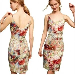 Black Halo Anthropologie Florentine Sheath Dress Watercolor Sleeveless Size 8